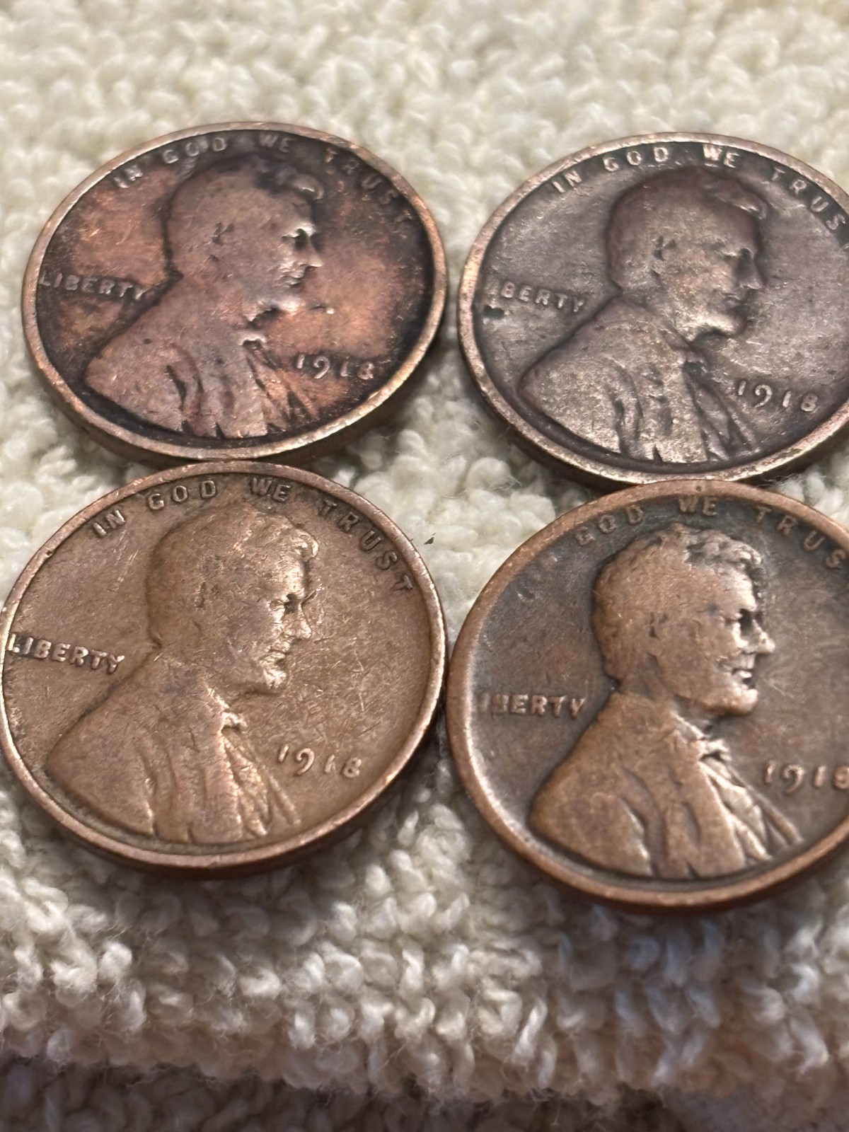 1918 wheat cents 4 coins 1 price lower grade