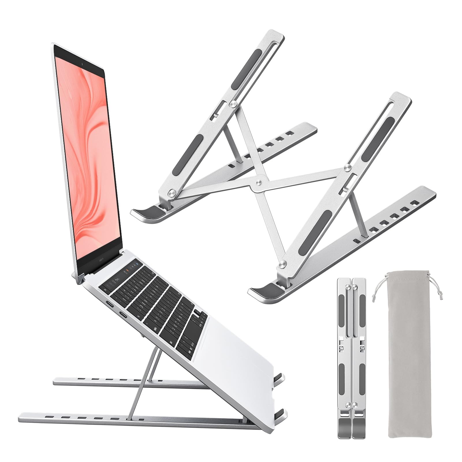 Sopholid Laptop Stand for Desk, Aluminum Metal MacBook Universal, Silver