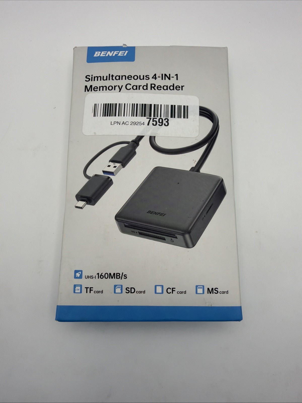Simultaneous 4-IN-1 Memory Card Reader TF Card, SD Card, CF Card, MS Card
