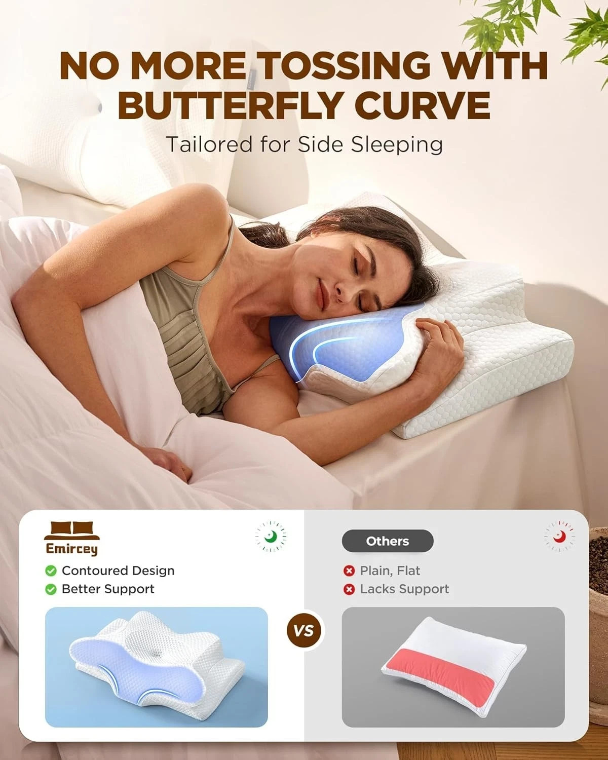 Ergonomic Memory Foam Contour Pillow W/ Adjustable Height Cooling Case Support