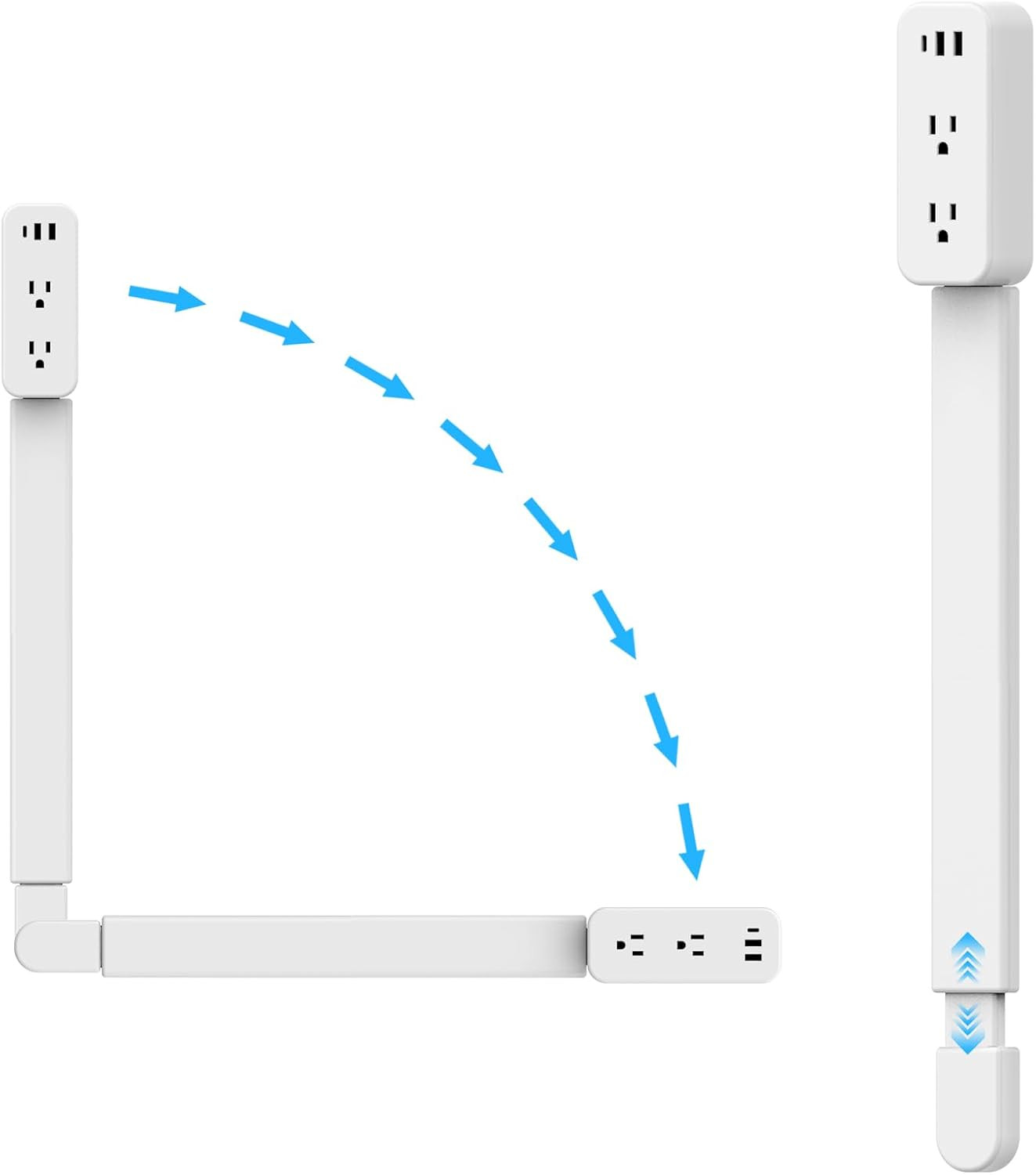 35 Inch Retractable Power Extender Strip, 180° Rotating Plug | Extend 23 to 35 I