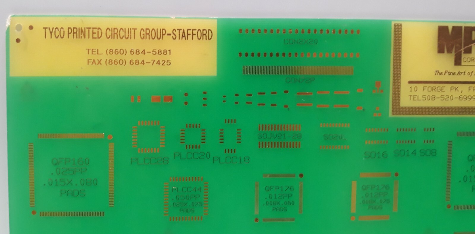 Tyco Printed Circuit Group MPM Corp. Sample Circuit Board - Gold