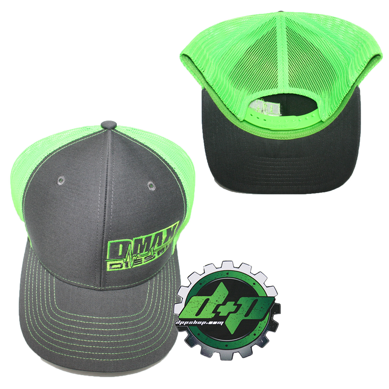 Duramax diesel Richardson trucker hat ball mesh grey GREEN snap back mesh Dmax