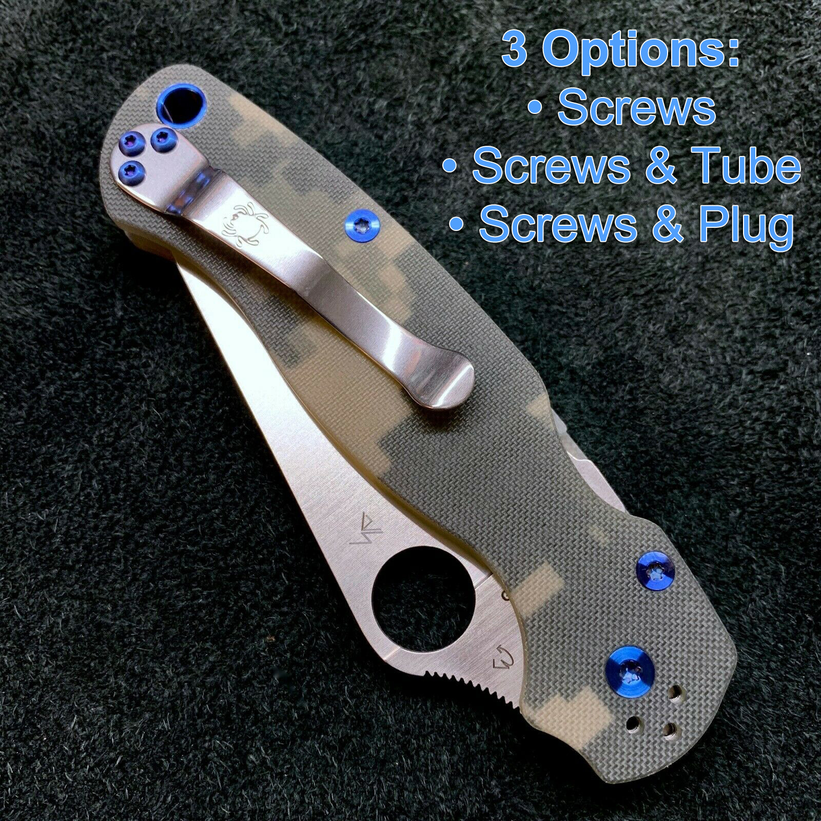 (NO KNIFE) Titanium Screw or Tube/Plug sets for Spyderco Paramilitary 2 c81gp2