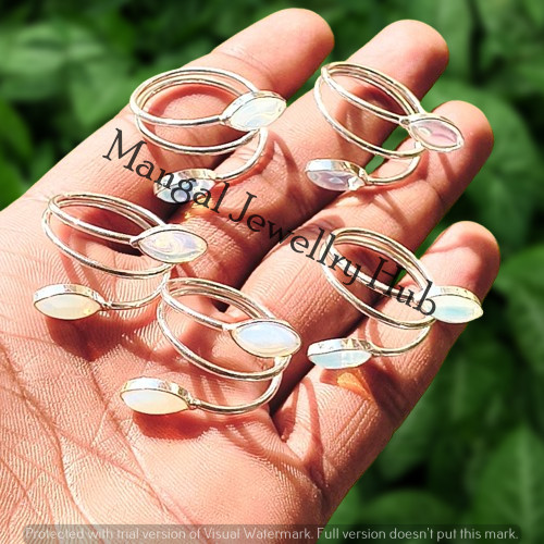 Milky Opalite Gemstone Rings 925 Sterling Silver Plated Wholesale Lot Jewellery