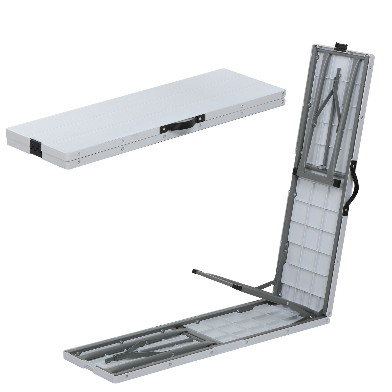 Compact Foldable Picnic Table with Storage Benches Weather Resistant HDPE Table