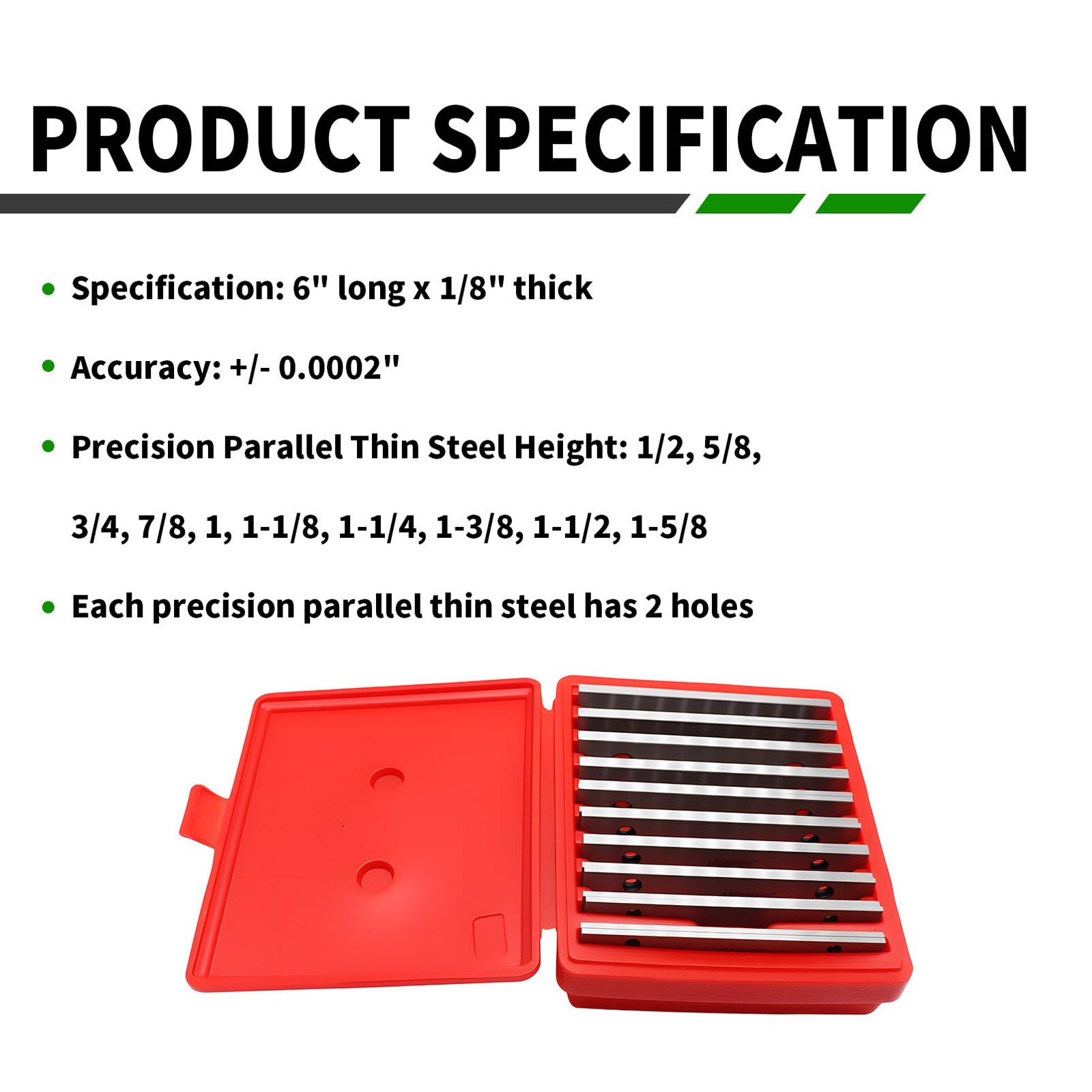 10 Pairs Precision Parallel Set 1/8" x 6" Accuracy 0.0002" Thin...