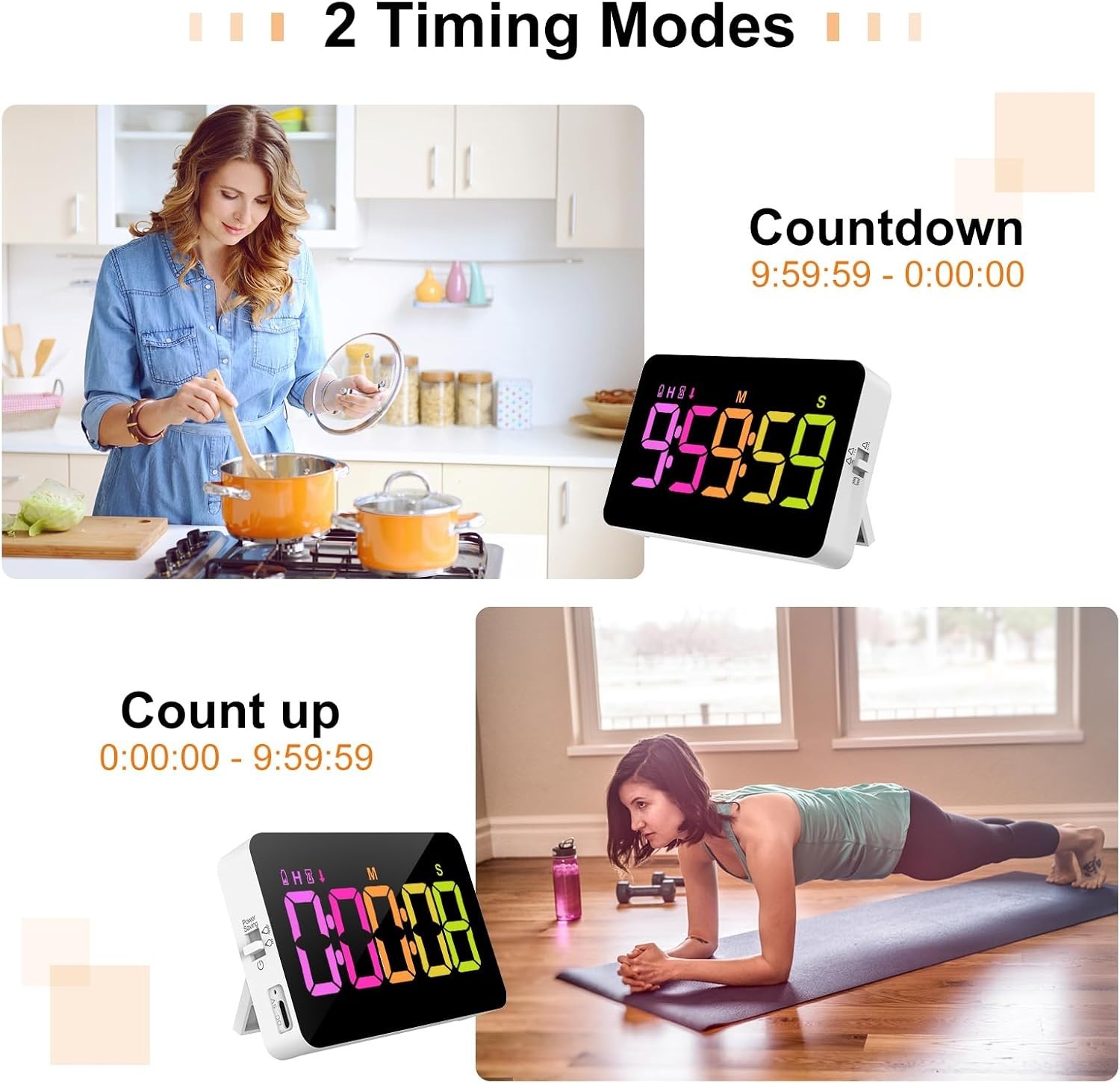 Kitchen Digital Timer, Count Down Up, Rechargeable, Vibration Mode | Adjustab...