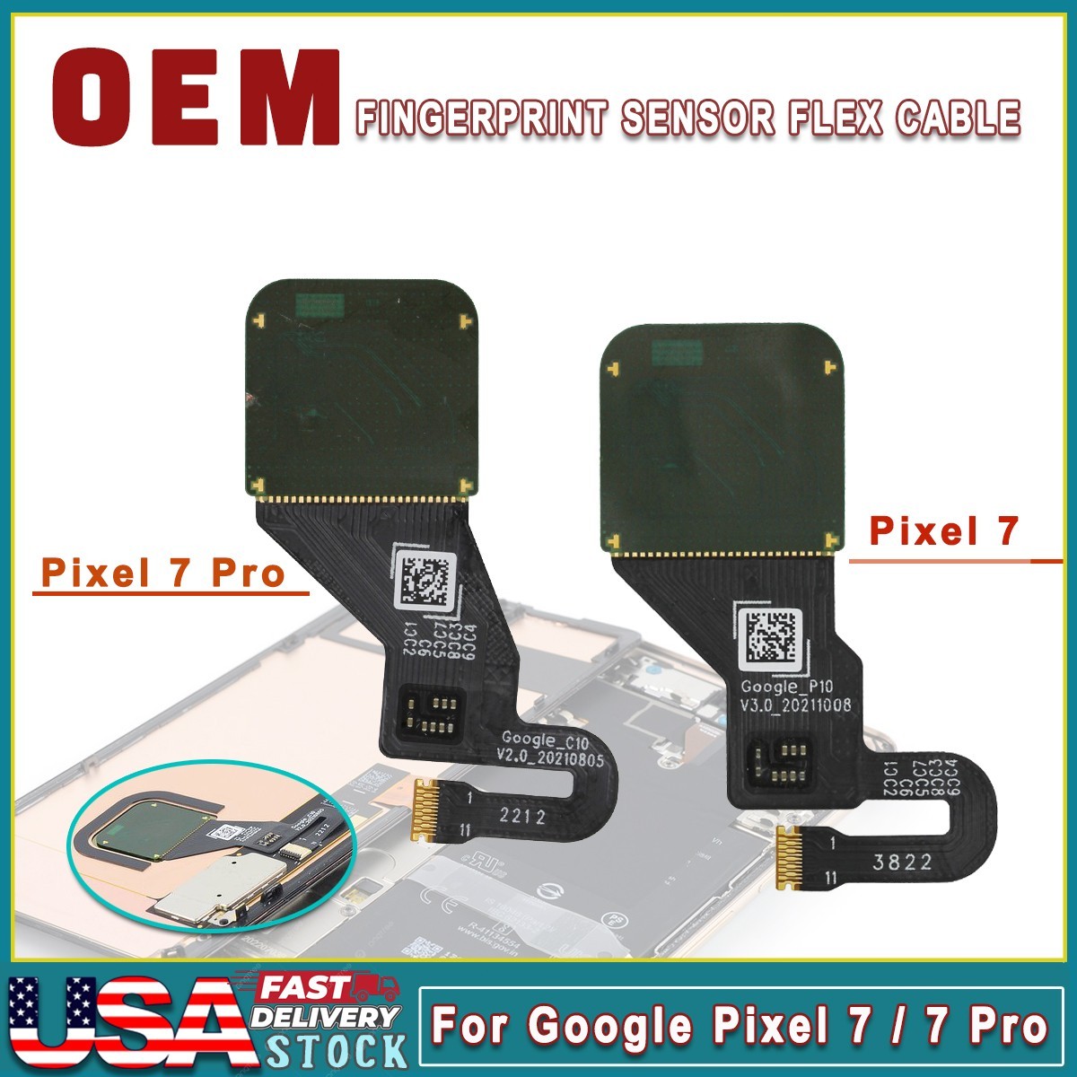 Original Fingerprint Sensor Scanner Flex Cable Replace For Google Pixel 7 /7 Pro
