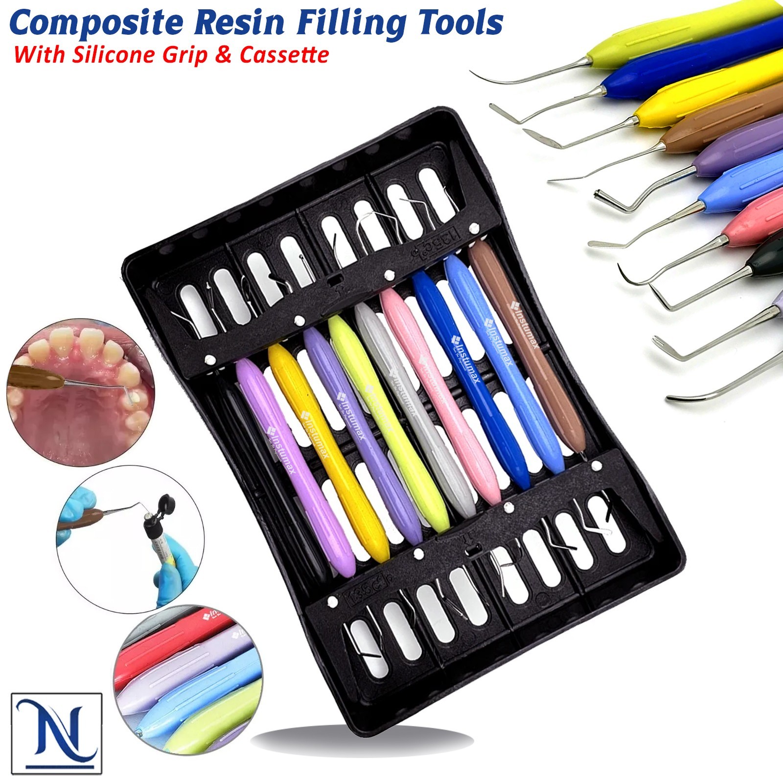 10Pc Dental Composite Modeling Filling Instruments Silicone Handle Restorative