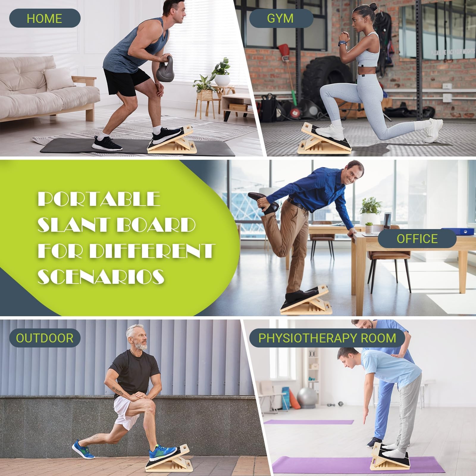 Slant Board for Calf Stretching, Adjustable Portable Wooden Incline Board for...