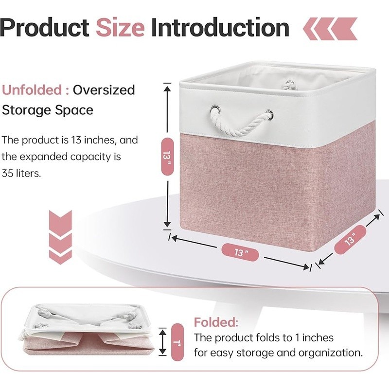 Foldable Storage Cube Bins W/ Strong Handles Multi-Purpose Organizer 6 Pack New