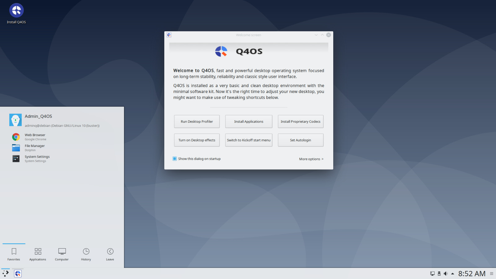 Linux Q4OS Aquarius Trinity 5.8 64Bit/32Bit USB or DVD Speed Up & Revive Old PC