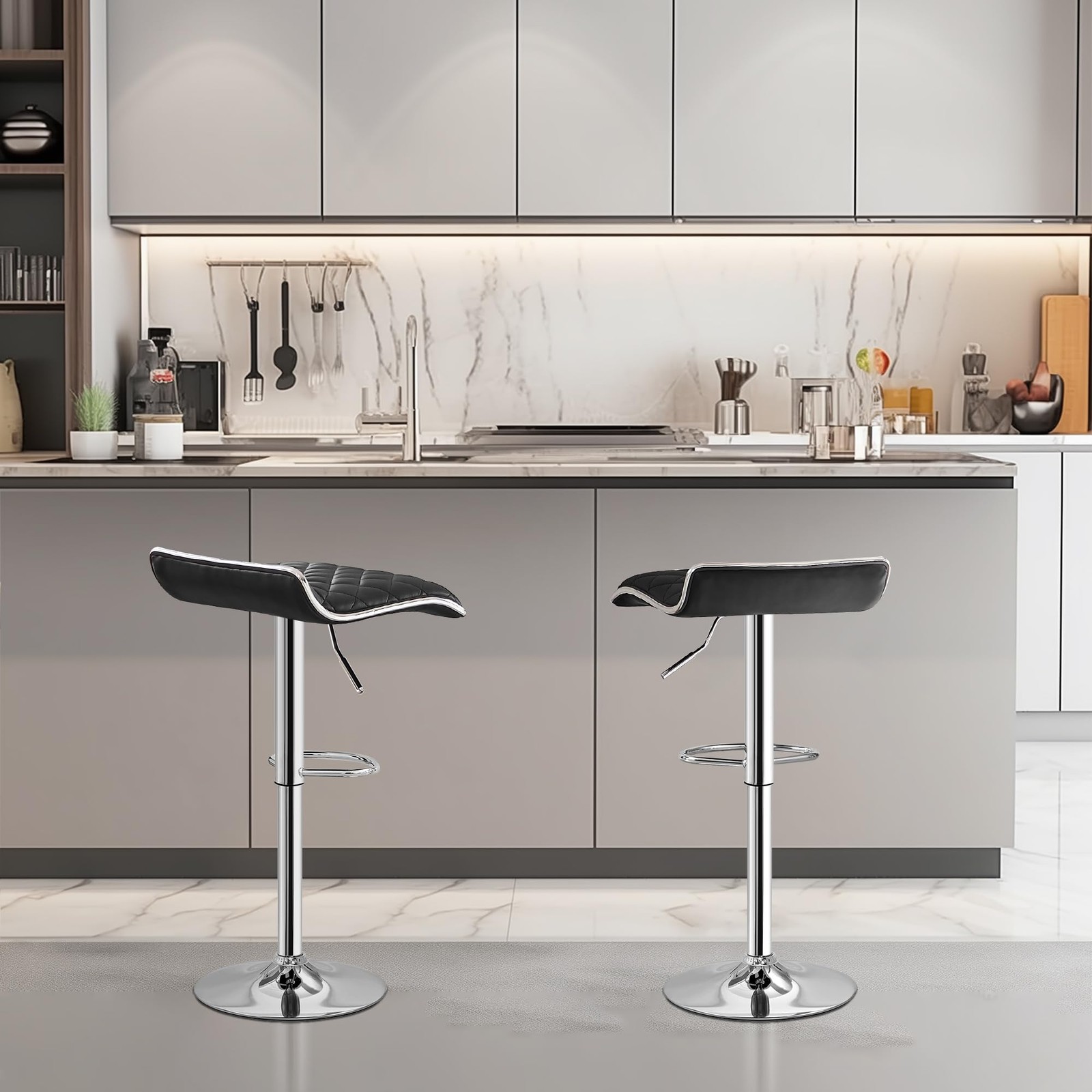Adjustable Bar Stools Set of 2, Bar Height Stools for Kitchen Counter
