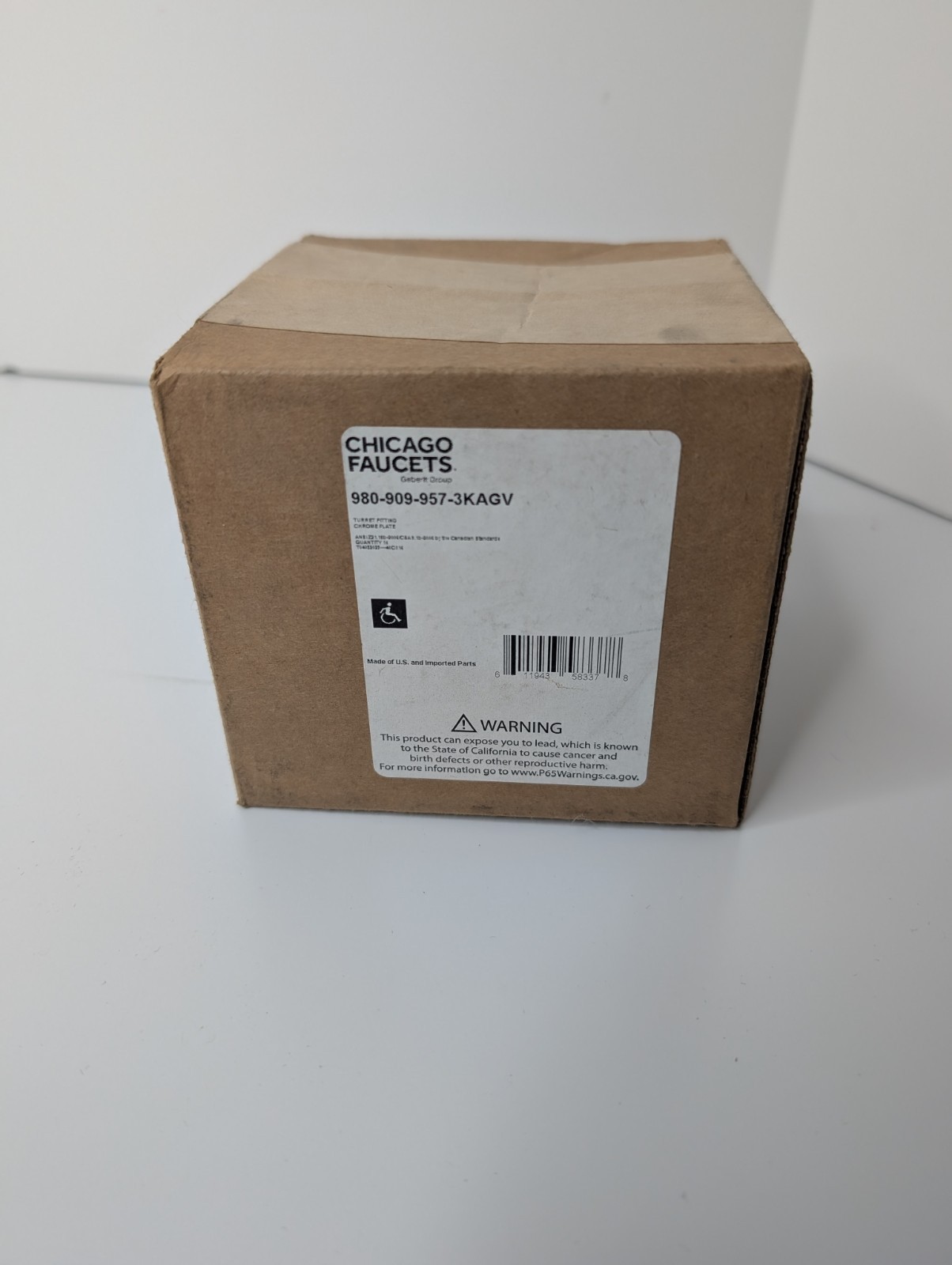 Chicago Faucets Turret Fitting Chrome Plate 980-909-957-3KAGVCP Brand New 