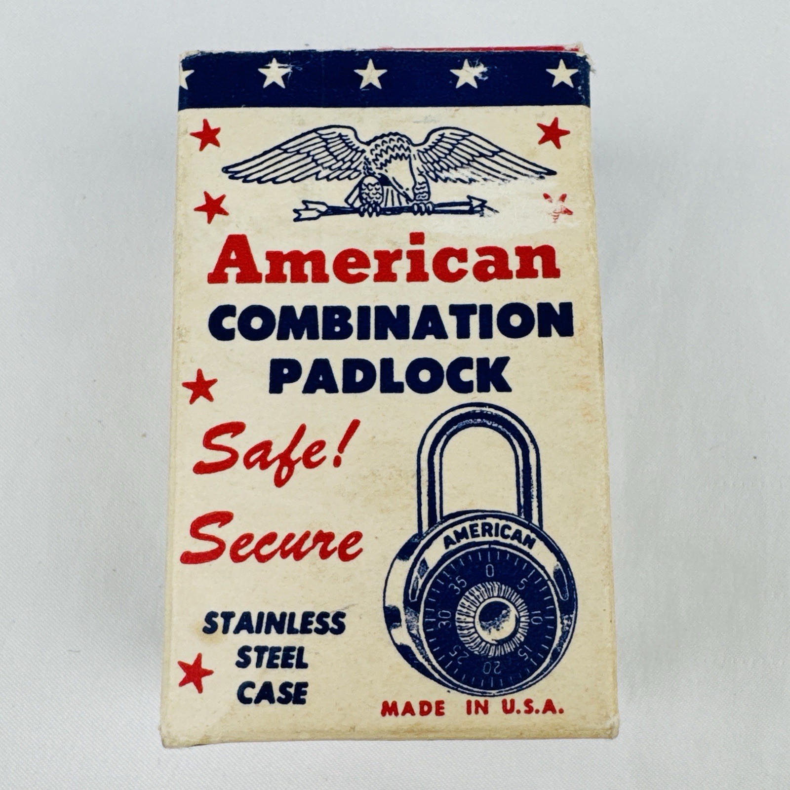 Vintage American Lock No 300 Combination Padlock w/ Box USA Made