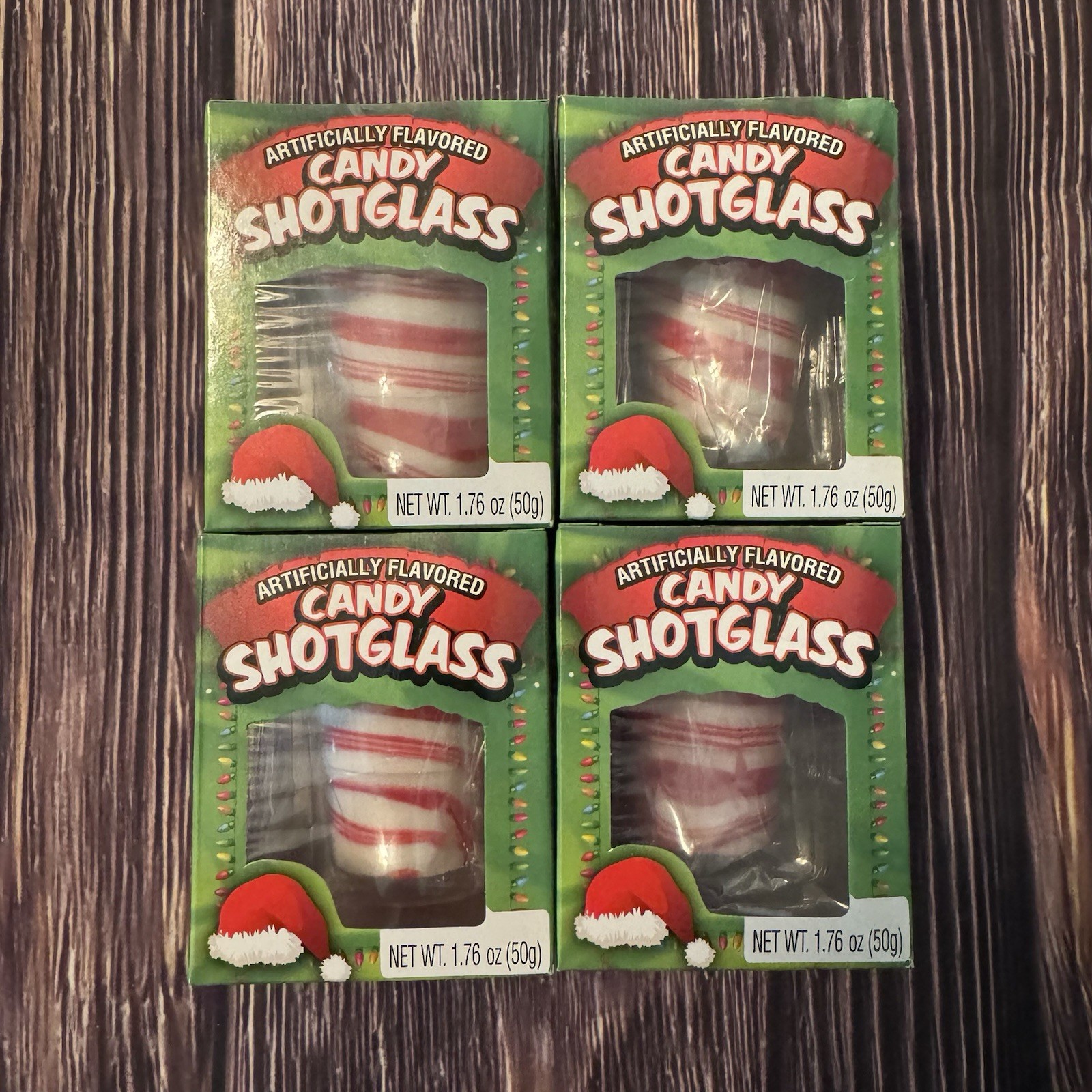 New BEE Candy Cane Shot Glass Peppermint Flavor Edible Shot Glass  Lot Of 4
