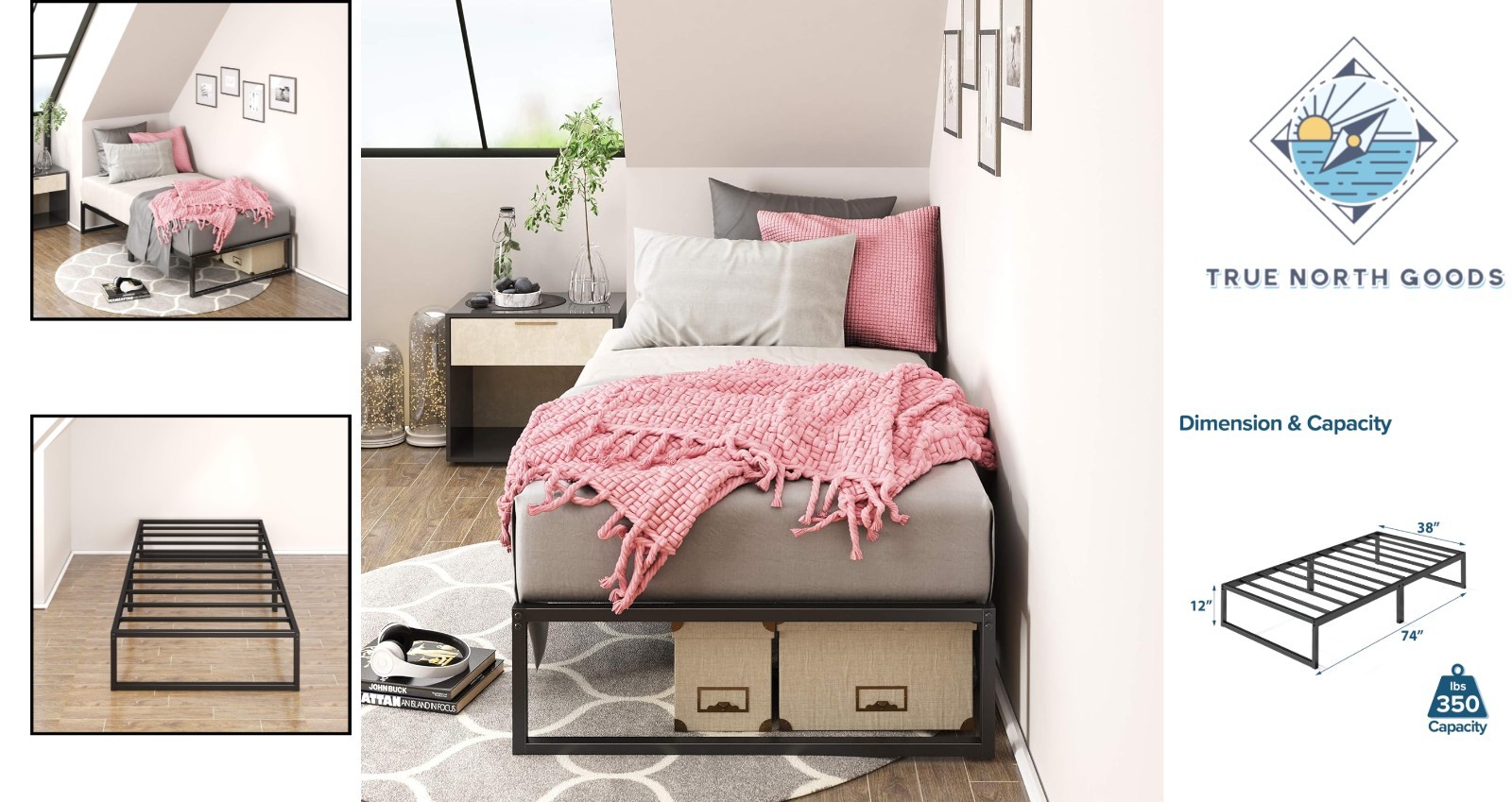 Lorelei Platform Bed, Twin, Black