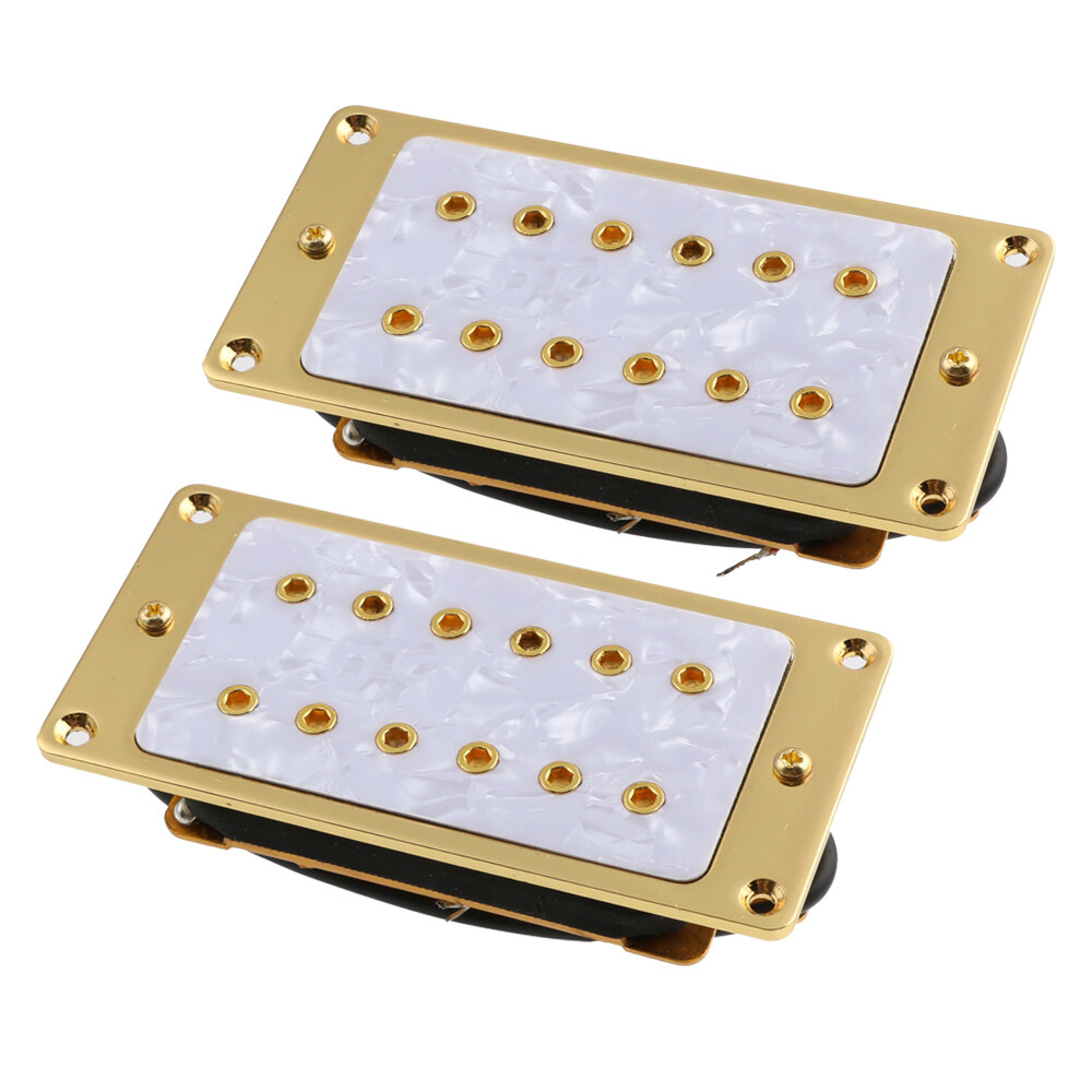 Electric Guitar Humbucker Pickups Gold Frame White Pearl Shell