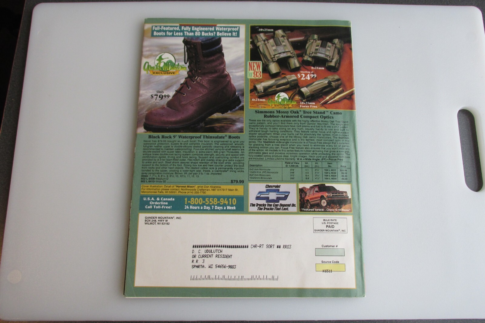 1993 Gander Mountain Fall Catalog VG Condition