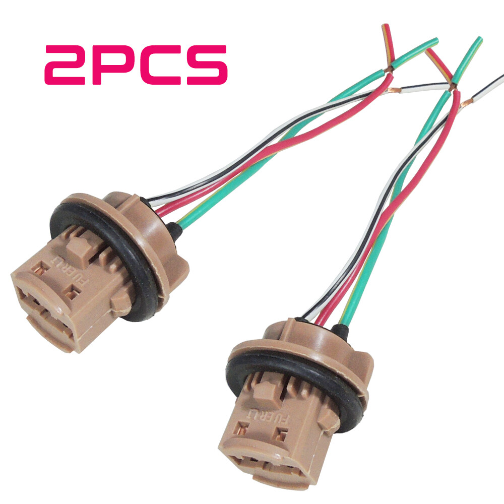 2pcs 7443 7444 Female Socket Brake Stop Tail Lamp Wiring Harness Connector Cable
