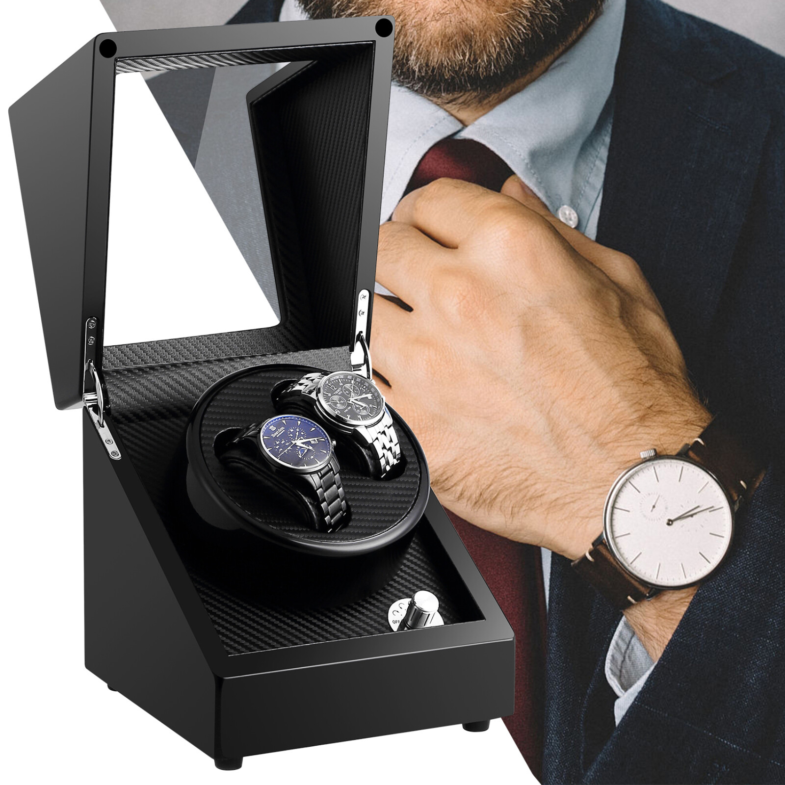 UTEN Automatic Rotation Watch Winder Storage Display Case w/ Speed Regulation