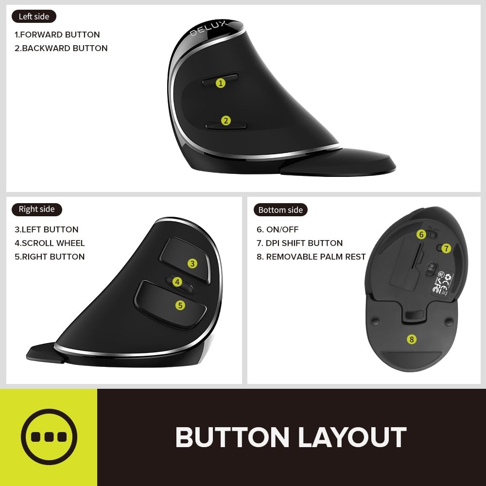 Wireless Ergonomic Vertical Mouse, for Large Hands (M618PLUS)