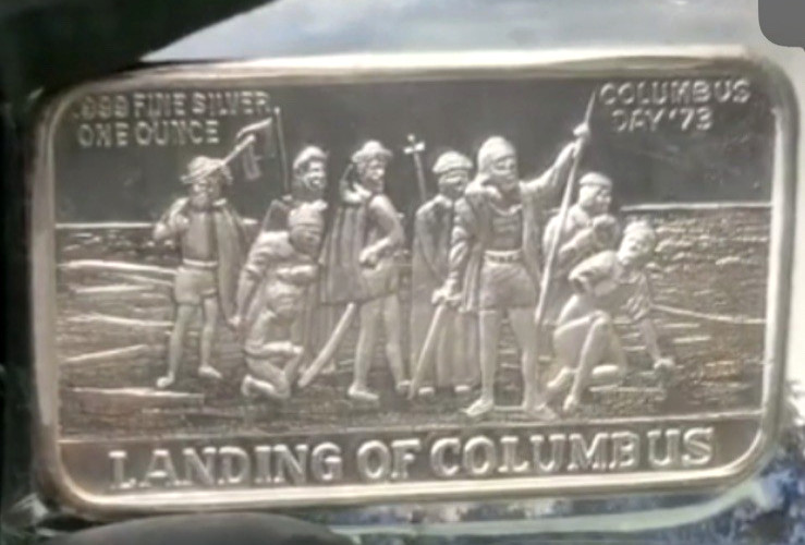 1973 Liberty Mint Vintage Landing of Columbus .999 Silver Art Bar in Sealed Wrap