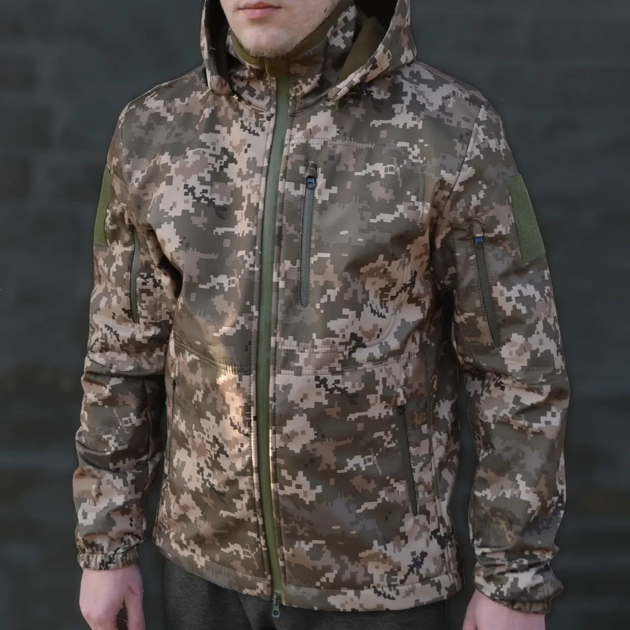 Softshell tactical jacket, pixel camouflage UKRAINE 💛💙
