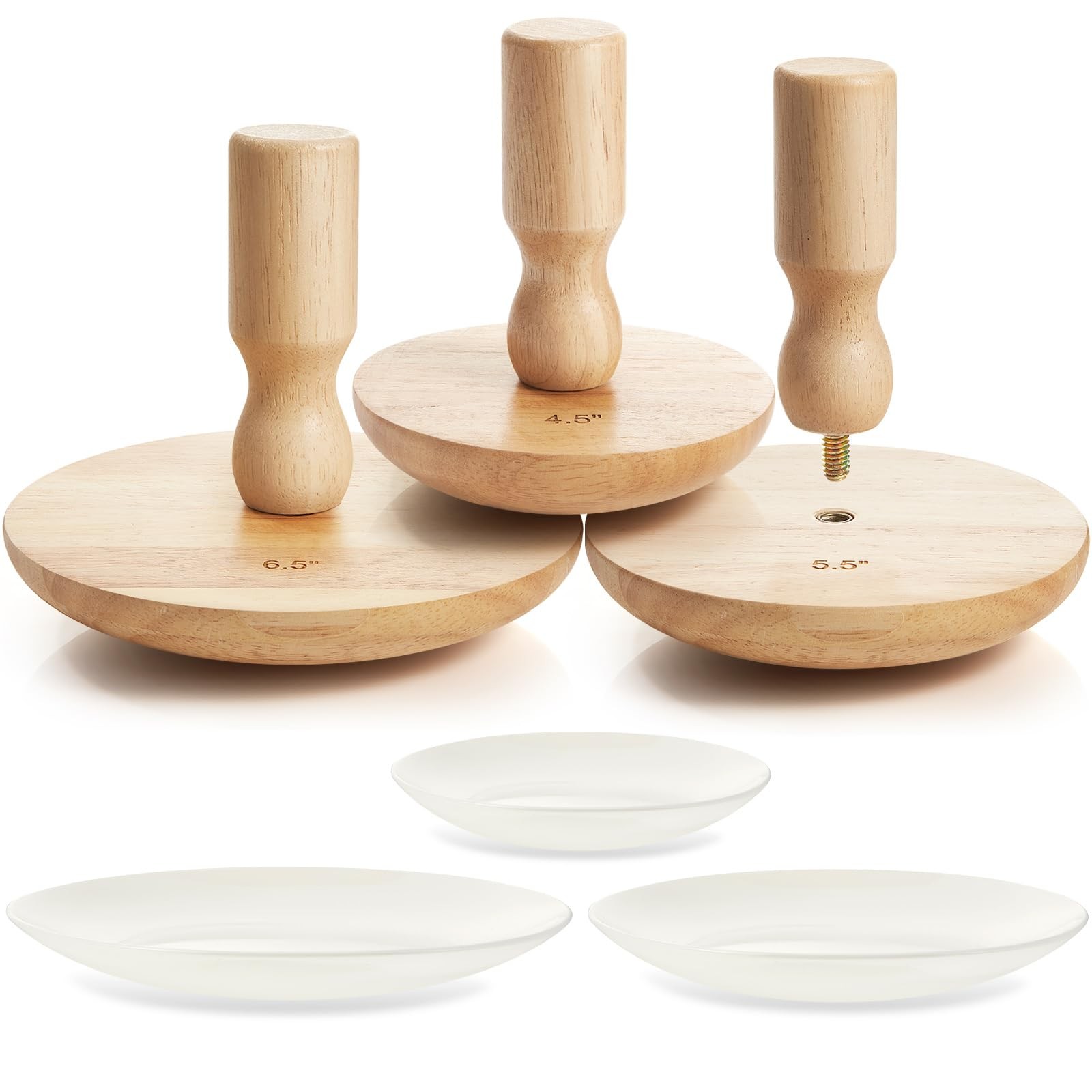 Wenqik 3 Pack Pottery Molds 4.5'', 5.5'', 6.5'' 6.5'', Beige