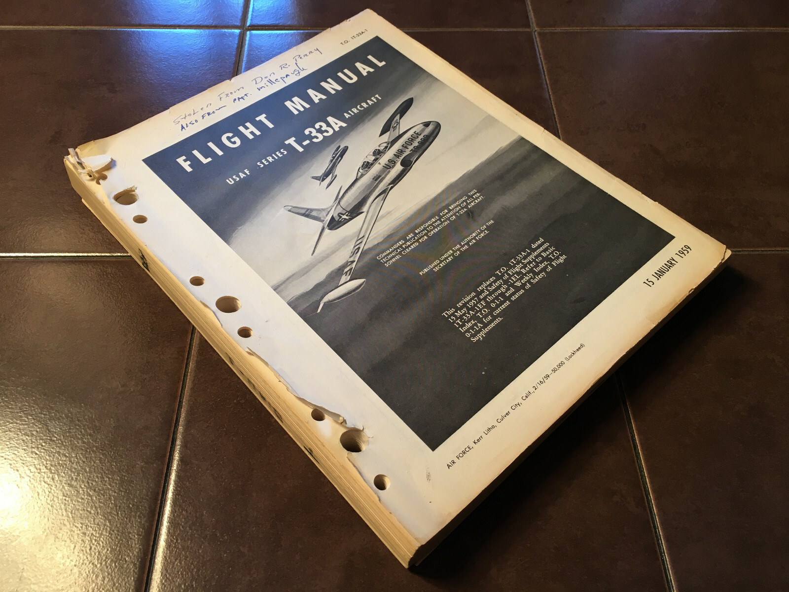 Original 1959 Lockheed T-33A Flight Manual
