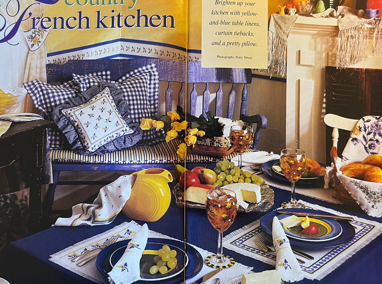 French Country Kitchen Cross Stitch Magazine Chart Only Pillow Floral Napkin