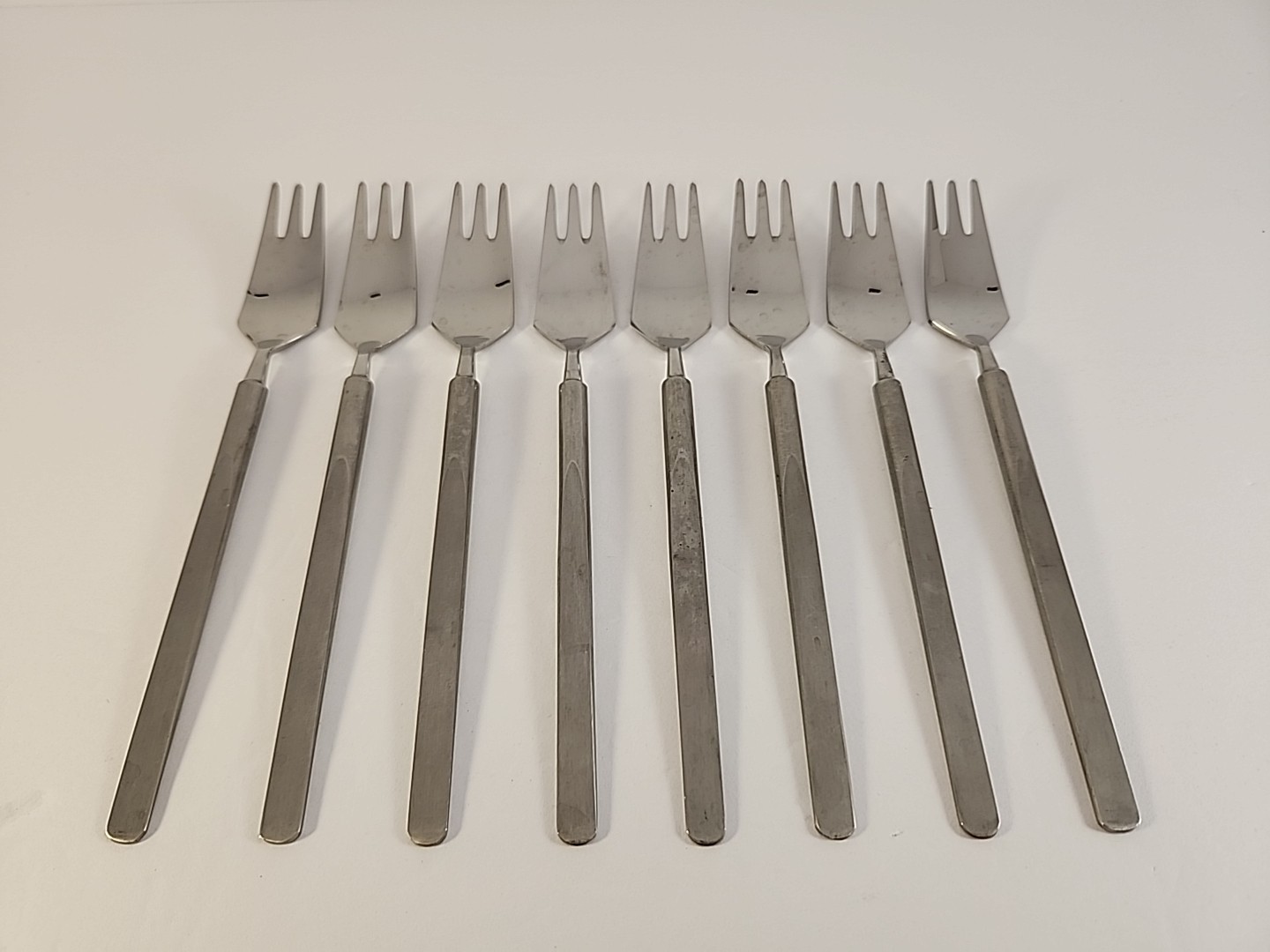 Erik Herlow Obelisk Copenhagen Cutlery Denmark Stainless Salad Forks Set of 8