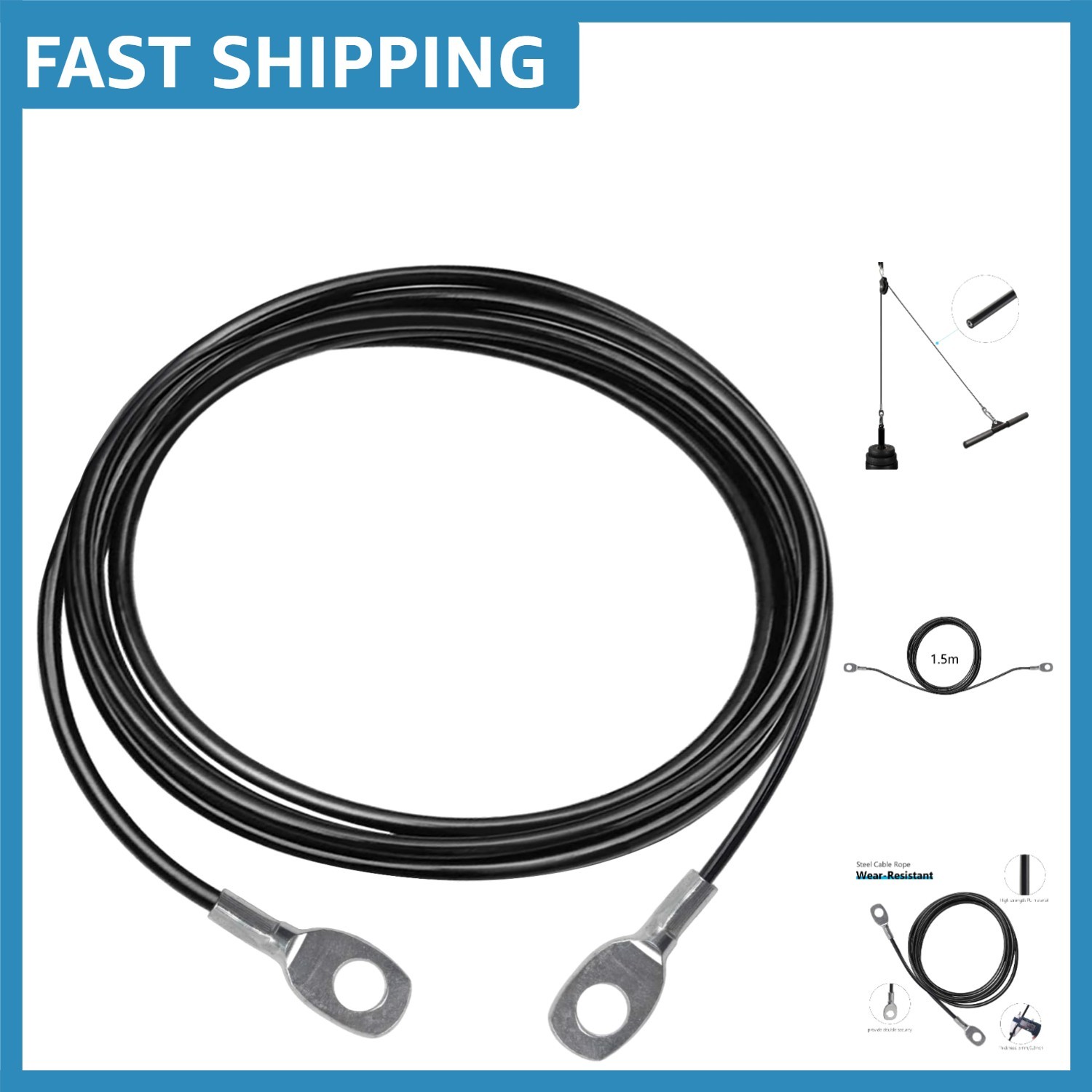 Flexible 59-Inch Gym Cable with Nylon Coating - Perfect for Home Fitness Systems