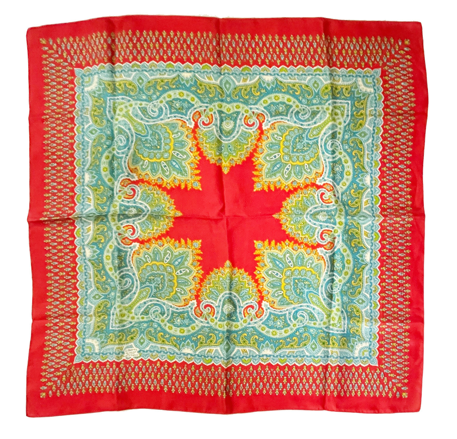 Vintage LIBERTY LONDON Silk Scarf Vibrant Paisley Print 27" Square