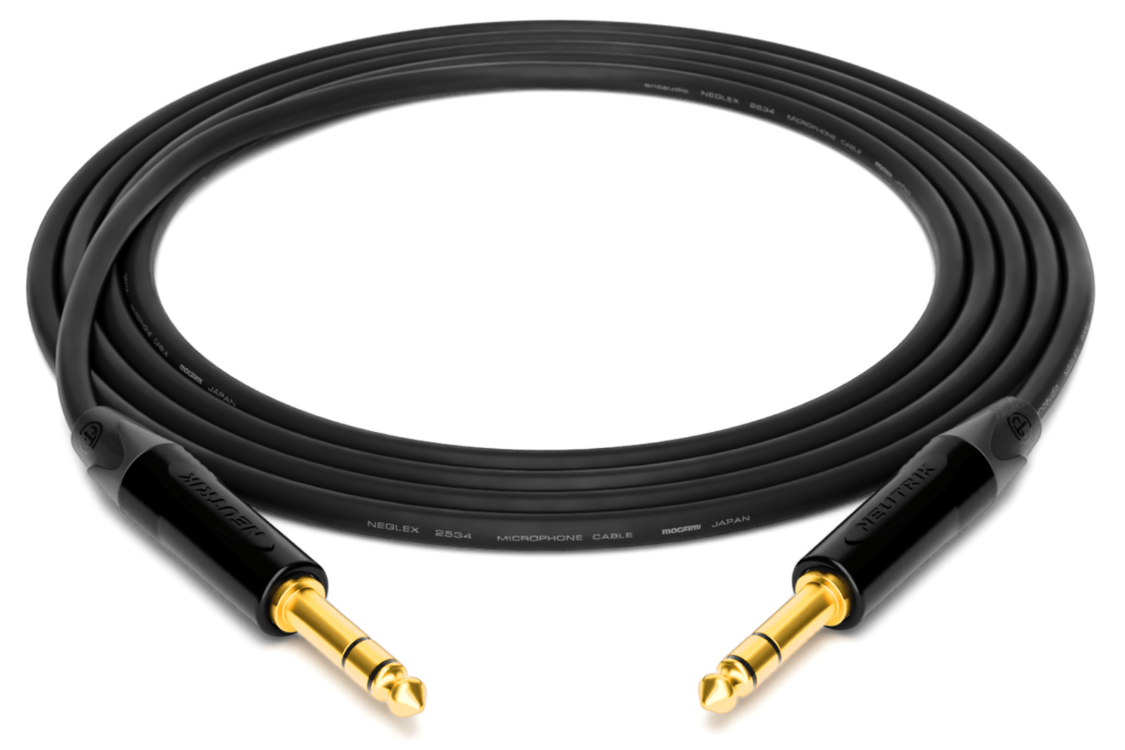 'FT Mogami 2534 Neutrik Gold 1/4 to 1/4 male M-M Stereo balance Star Quad Cable
