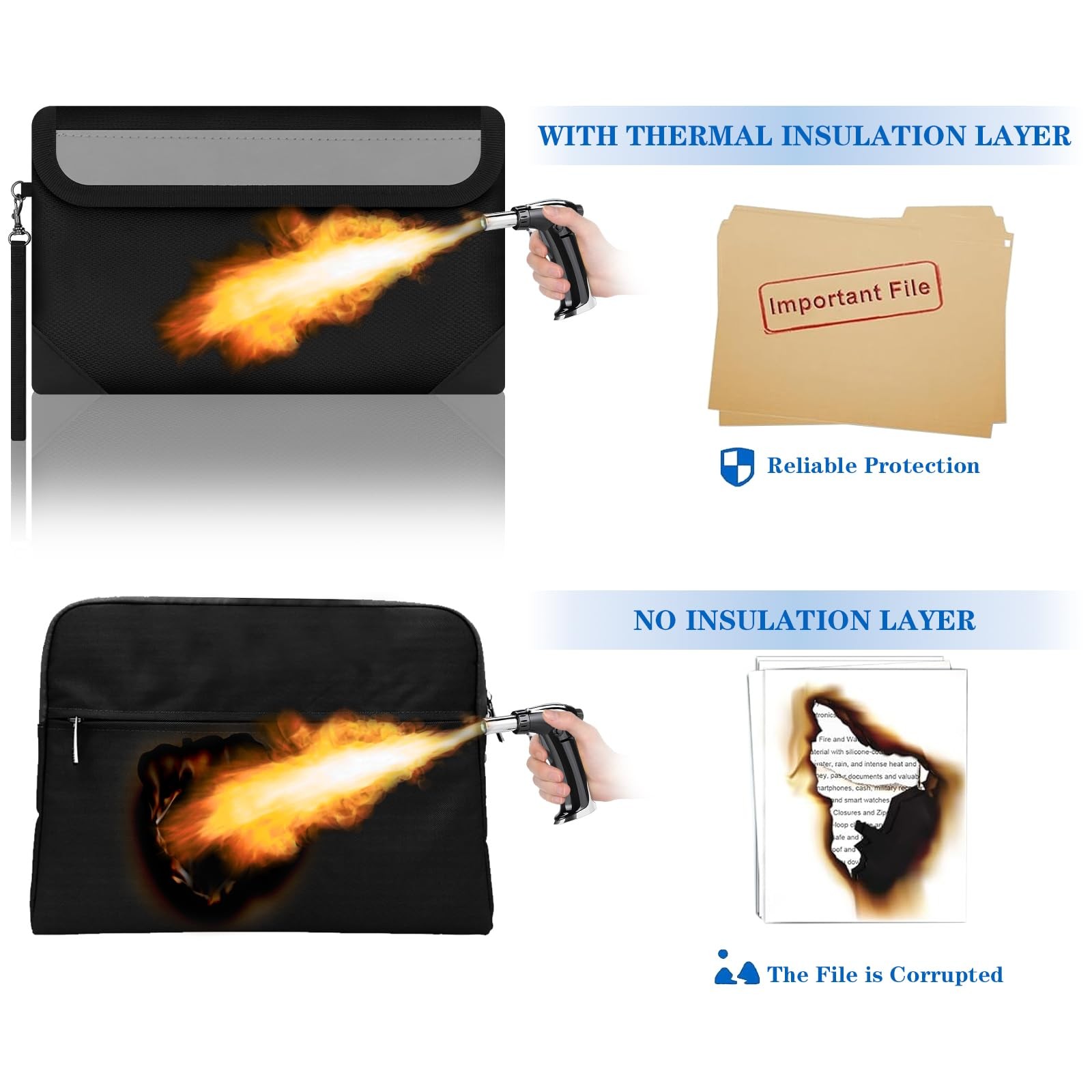 Small Money Bag 2 Pack (8.3“ × 5.1”)，Zippered Fireproof Waterproof Document B...