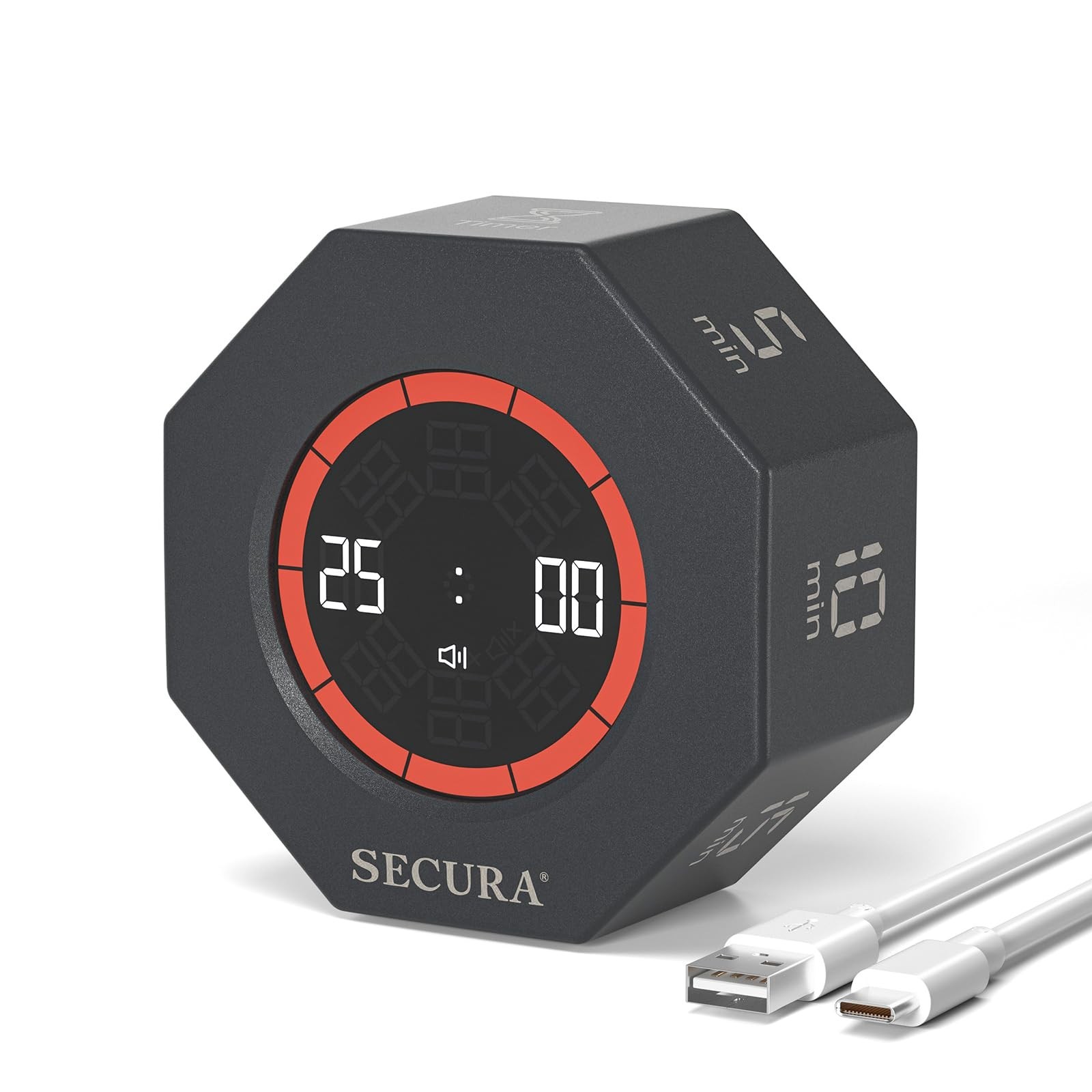 Secura Pomodoro Timer for ADHD & Productivity, Flip Cube Timer with 7 Presets...