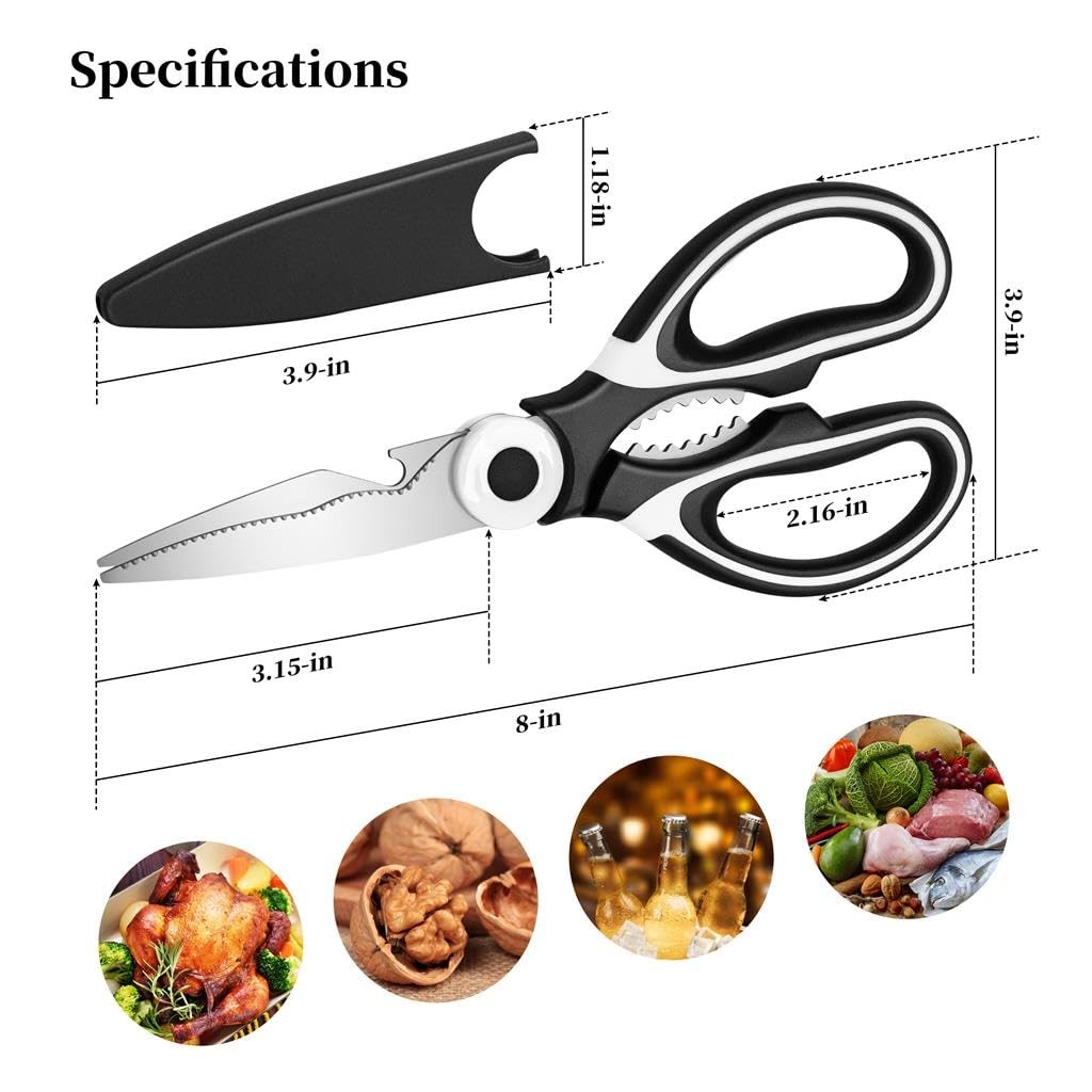 Silver Heavy Duty Stainless Steel Kitchen Shears All Purpose Scissors