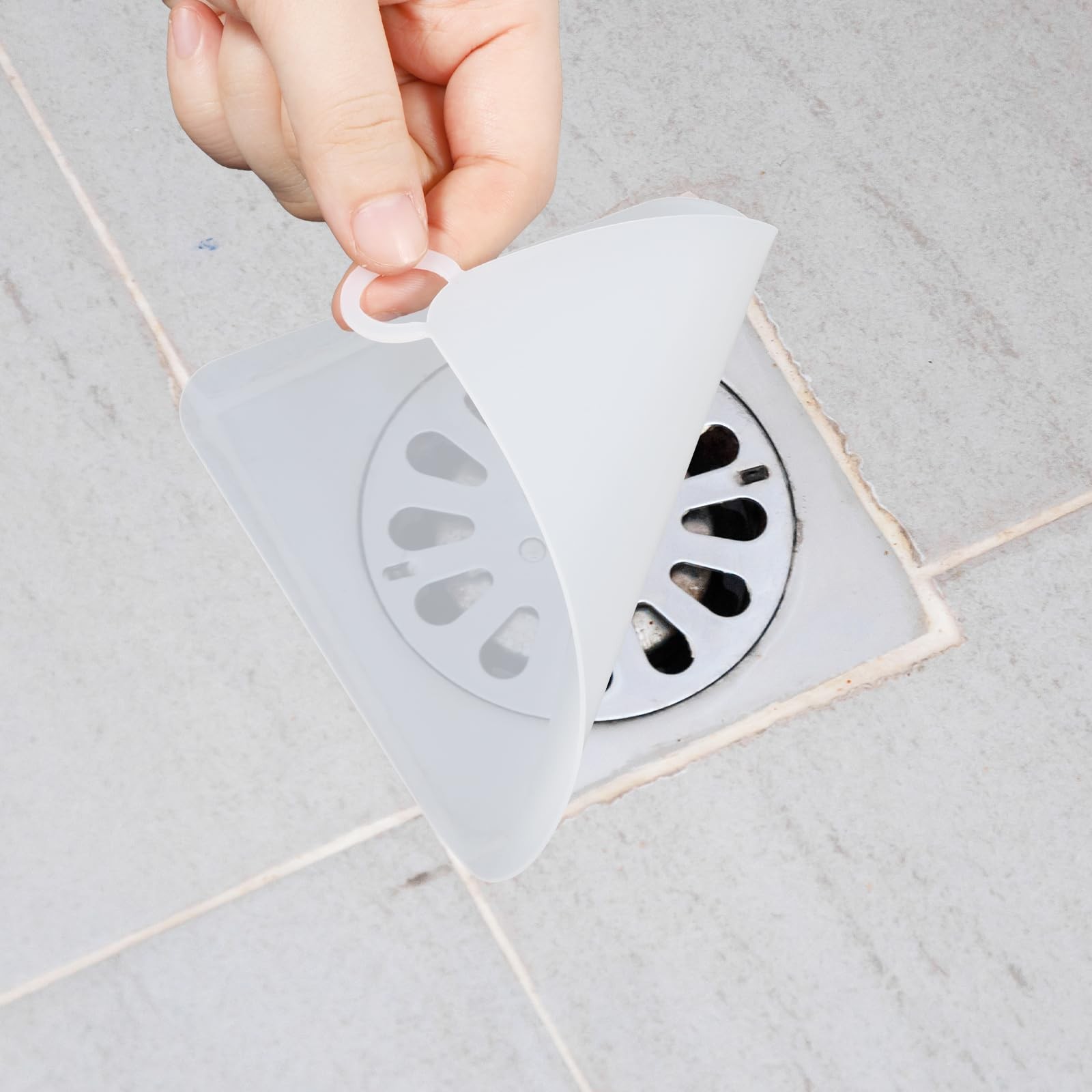 2 Pieces Floor Drain Cover Silicone Tub Stopper, 6x6 Inch Anti-Odor White