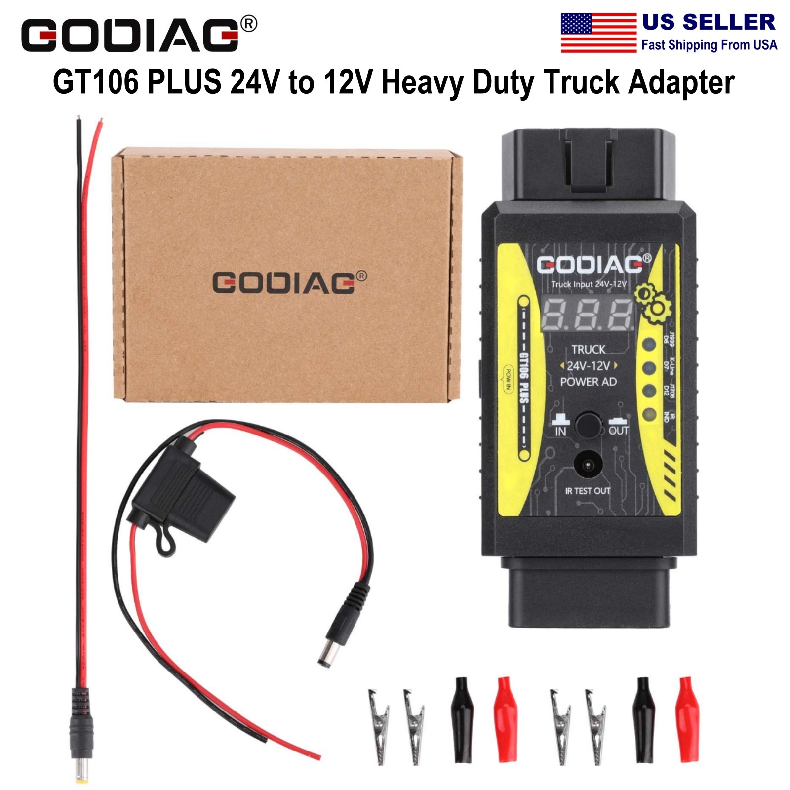 GODIAG GT106 PLUS 24V to 12V Heavy Duty Truck Adapter For EasyDiag IDIAG GOLO