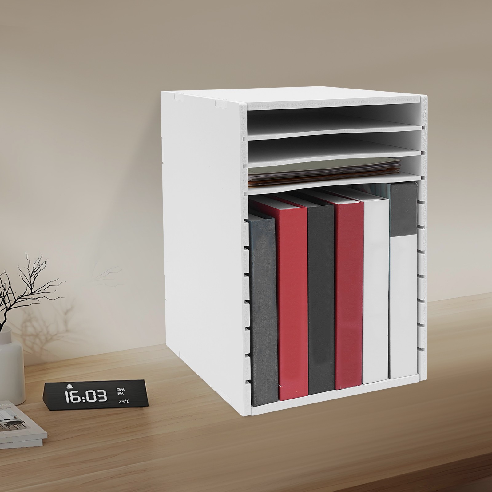 Vertical Desktop Sorter 11-Compartments Paper Storage Holder Document Organizer
