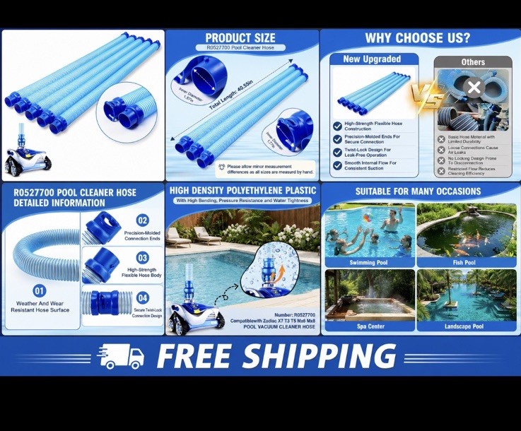 5PK R0527700 Pool Cleaner Hose for Zodiac MX6 MX8 Baracuda X7 T3 T5 Twist Lock