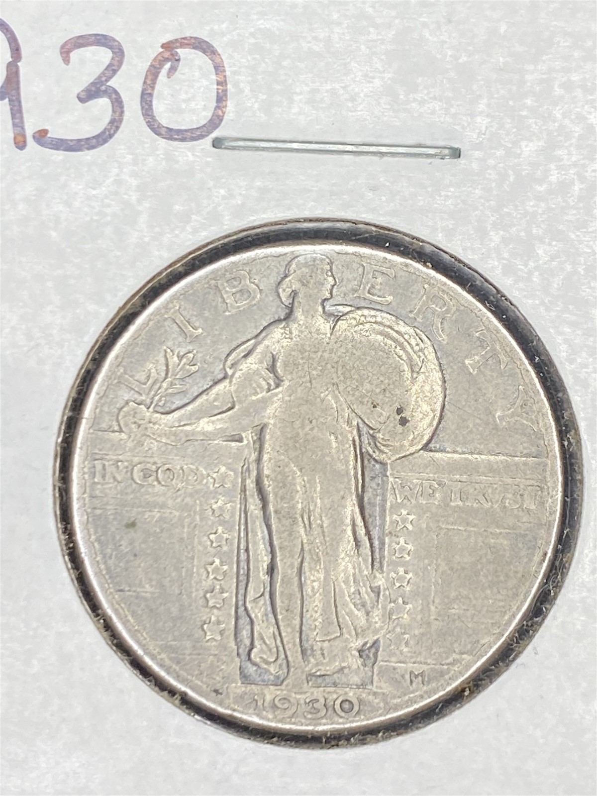 1930 Standing Liberty Quarter 25 Cents 90% Silver Philadelphia Mint Coin