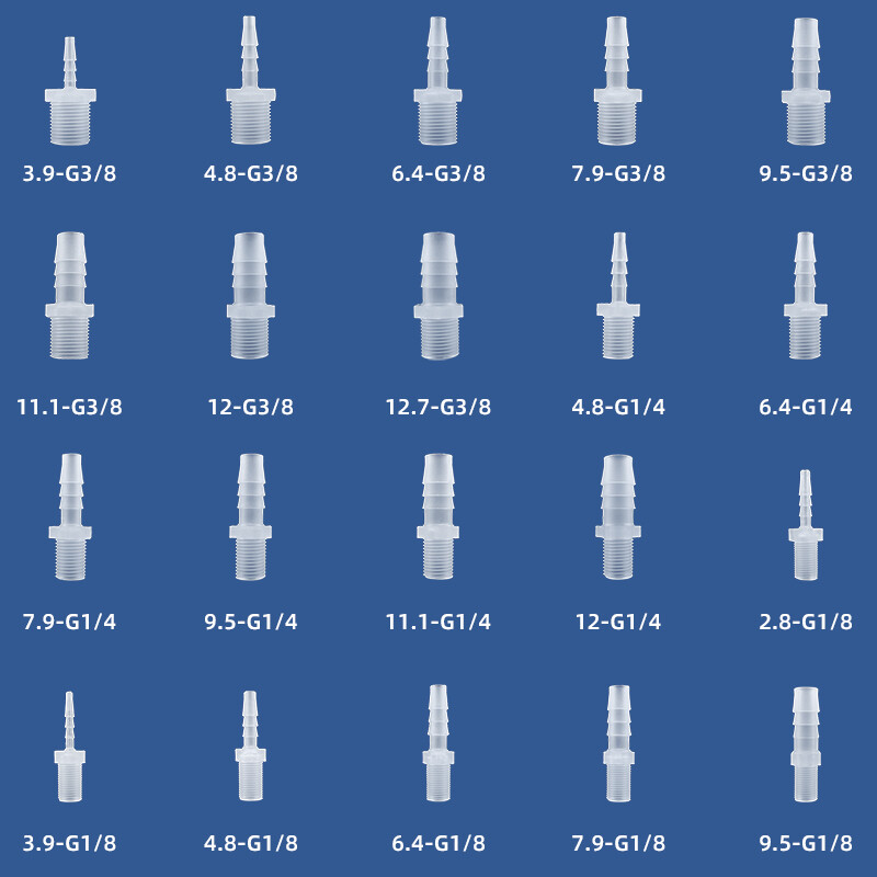 Plastic Barbed Connector Male Thread Pipe Hose Fitting Straight Air Fuel Water