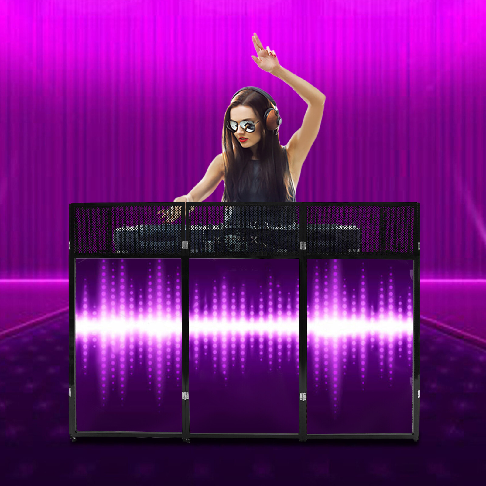 DJ Event Facade Black White Scrim Metal Frame Booth + 23“x73” Flat Table Top USA
