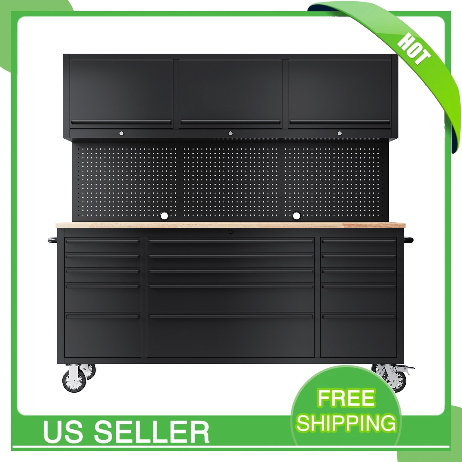 Rolling Tool Chest 72'' Heavy Duty Steel Tool Cabinet Large Mobile Workbench