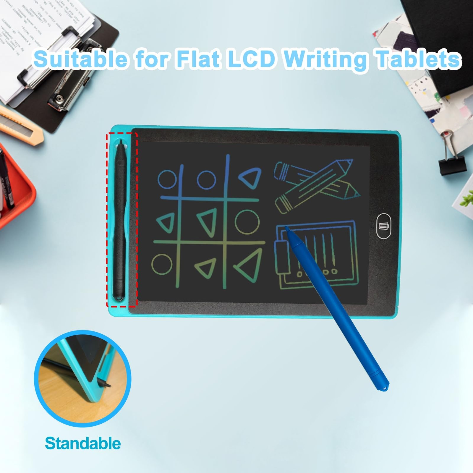 Replacement Stylus Drawing Pen for LCD Writing Tablets Blue, Red, Pink, Green