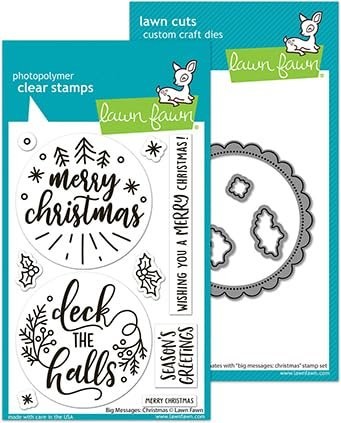 Lawn Fawn Big Messages: Christmas Clear Stamps and Dies Set, 4"x6", 2-Piece...