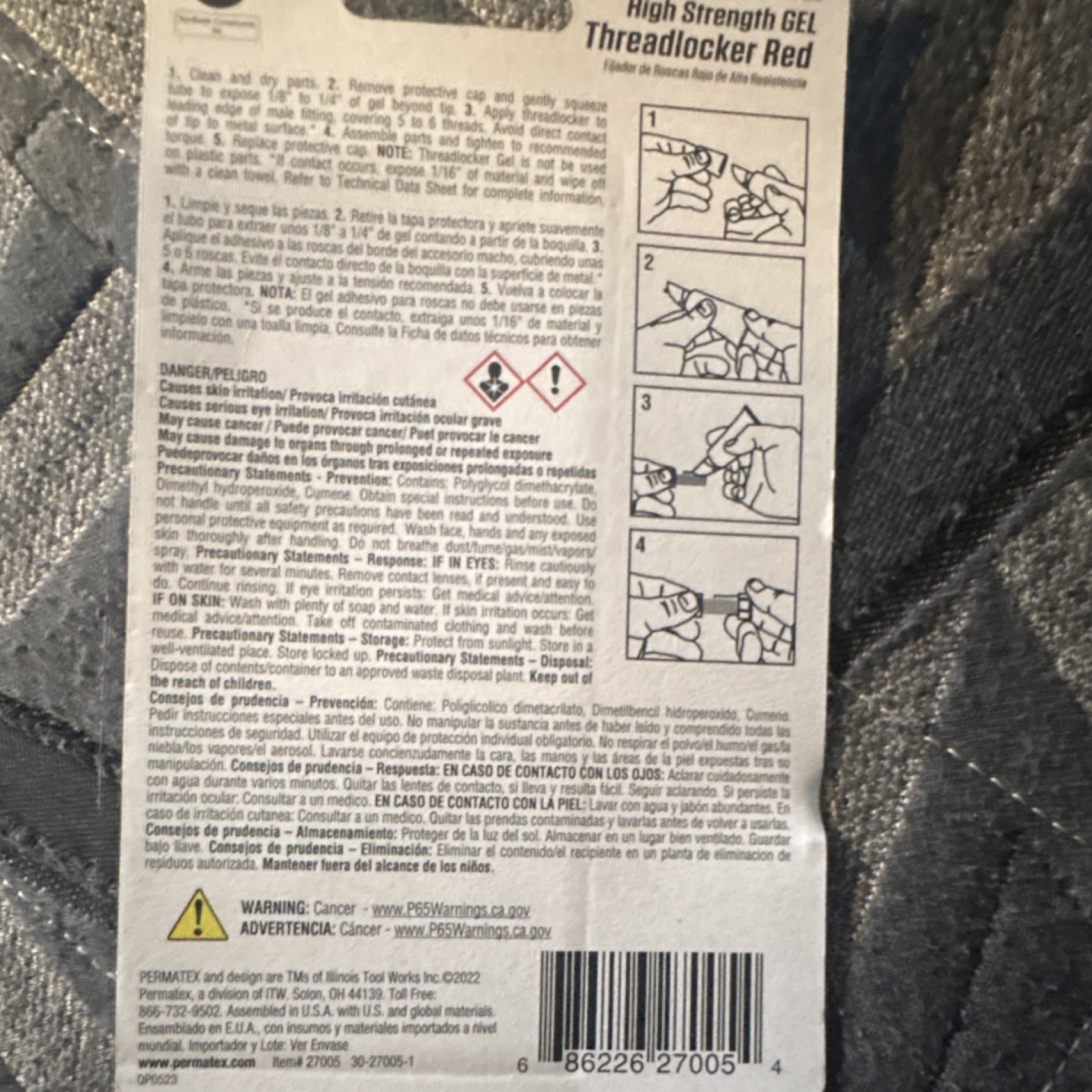 Permatex 27005 Thread locker Red Gel No Drip Formula High Strength